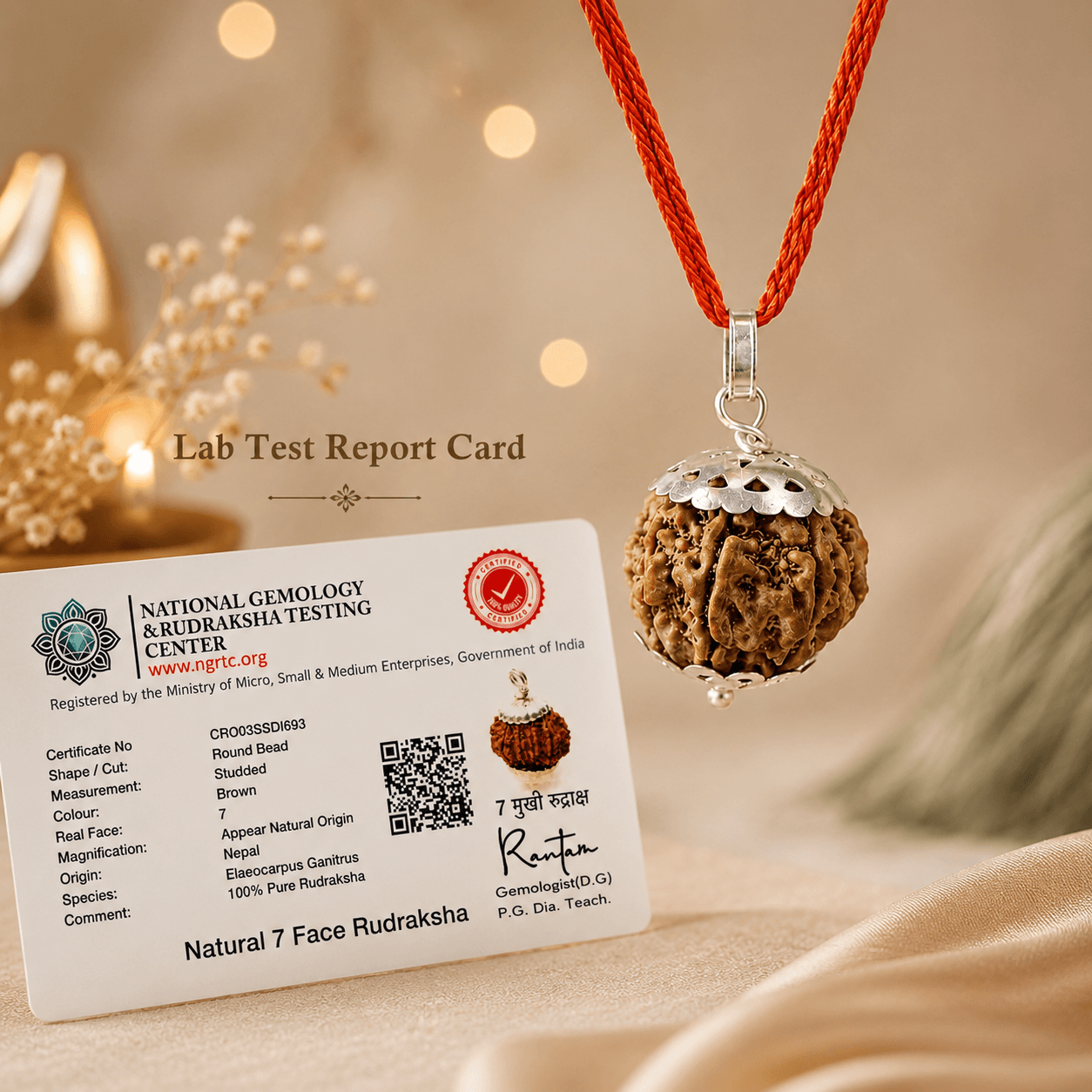 7 Mukhi Nepali Rudraksha Pendant (Attracts wealth)