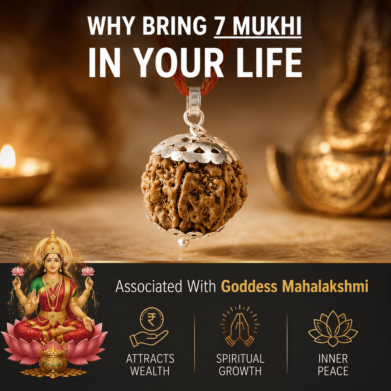 7 Mukhi Nepali Rudraksha Pendant (Attracts wealth)